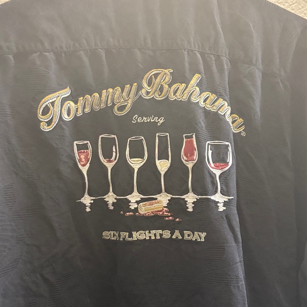 Tommy Bahama Black Shirt with Wine Glass Design - Picture 2 of 4